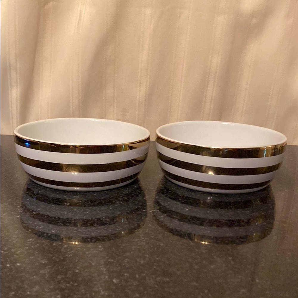 NEW! Set of Two Gold Dog Bowls